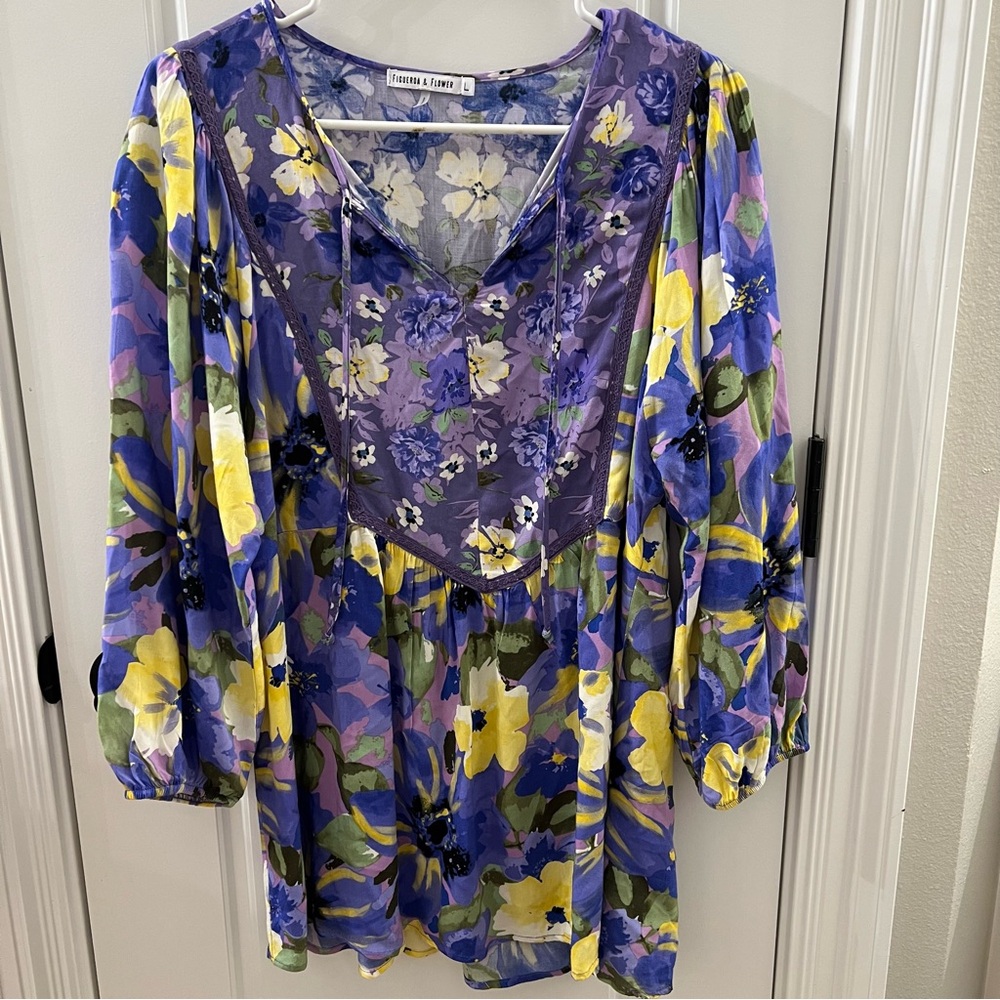 Vibrant Floral V-Neck Blouse